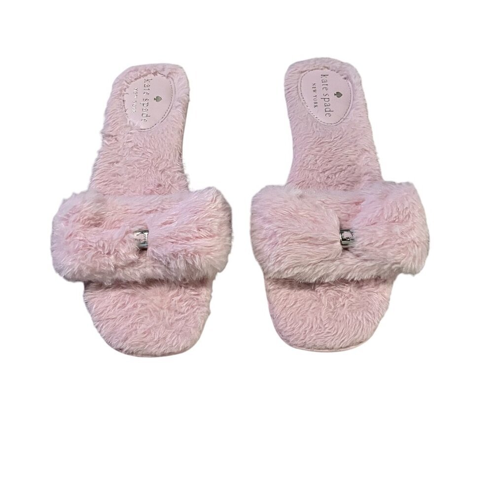 Kate Spade Women’s Pink Fur Slipper Size 8 - Picture 1 of 5